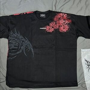 Powerwing Ghoul ShortSleeve Tee Black with Red and Gray Graphics Oversized